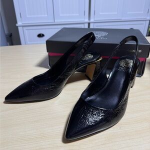 Vince Camuto Textured Black Slingback Heels “Hamden” 8.5, NIB